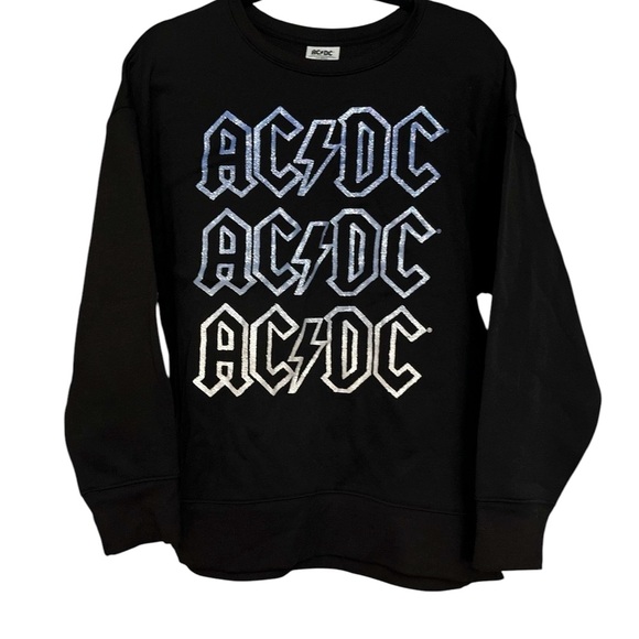 AC/DC Sweaters - AC/DC Black and Silver glittered Sweatshirt